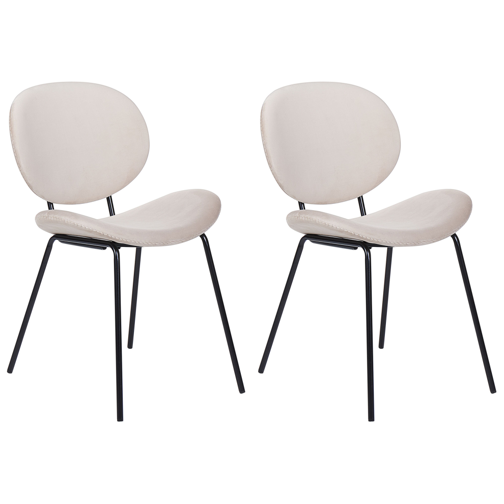 Beliani Set Of 2 Dining Chairs Luana Velvet Light Beige