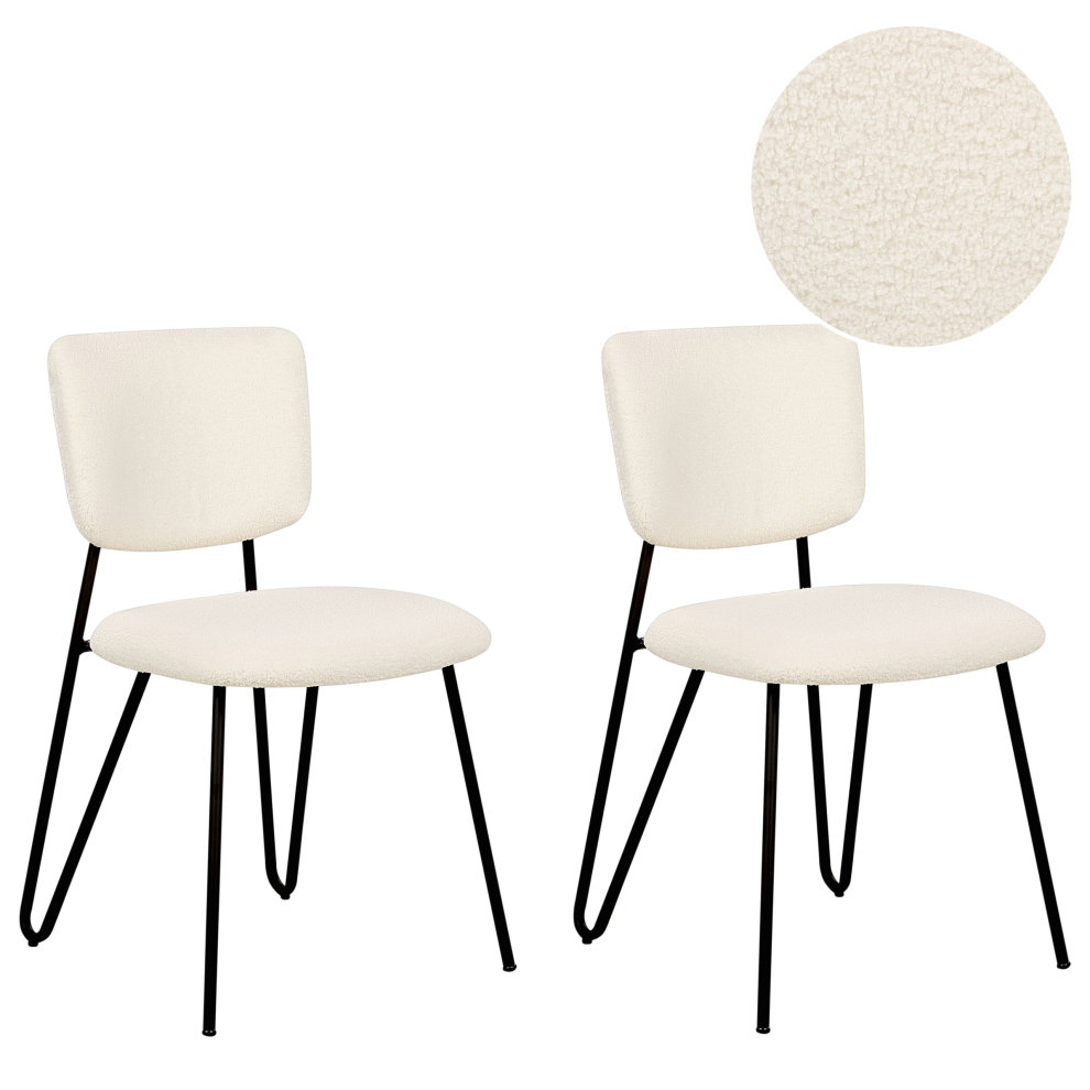 Beliani Set Of 2 Dining Chairs Nelko Boucle Off-White