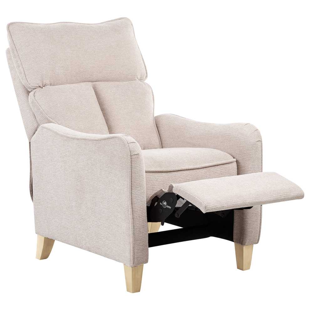 Beliani Recliner Chair Royston With Footrest Fabric Beige