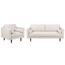 Living Room Set 4 Seater NURMO Fabric Light Beige