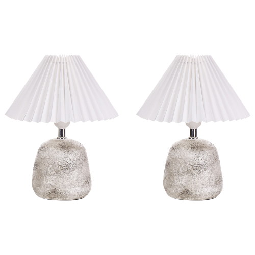 Beliani Set of 2 Table Lamps ZEYI Ceramic White
