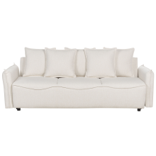 Sofa Bed 3 Seater KRAMA Fabric Off-White with Storage