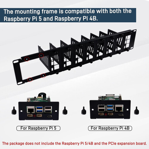 GeeekPi 19 inch 2U Rack Mount for Raspberry Pi 5/4B/3B+/3B, with Removable Front Brackets, Compatible with 19 inch Server Rack 2