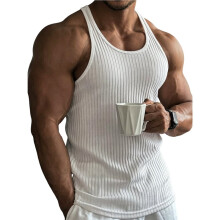 Men'S Workout Tank Top Ribbed Knit Sleeveless Gym Muscle T Shirts Bodybuilding Tee White XL