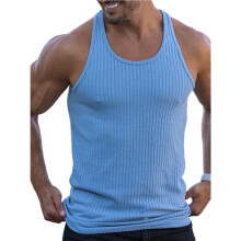 Men'S Workout Tank Top Ribbed Knit Sleeveless Gym Muscle T Shirts Bodybuilding Tee Light M