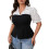 Women'S Striped Button Down Shirt Short Sleeve Collared Blouse Tops Black 4XL 1