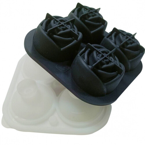 (Black rose) Maker Round Sphere Tray Mold Cube Whiskey Ball Silicone