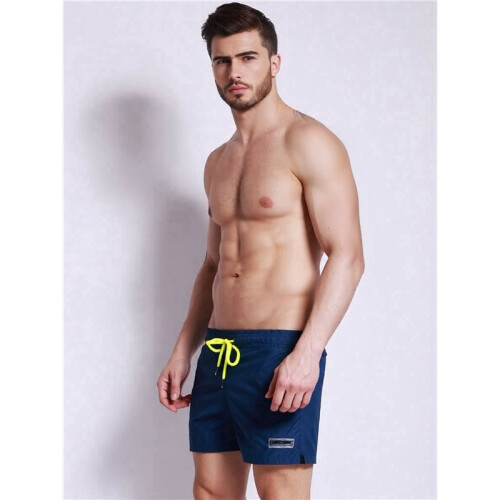 Mens Solid Color Drawstring Quick Dry Lined Beach Swim Trunks with Pockets   L 2
