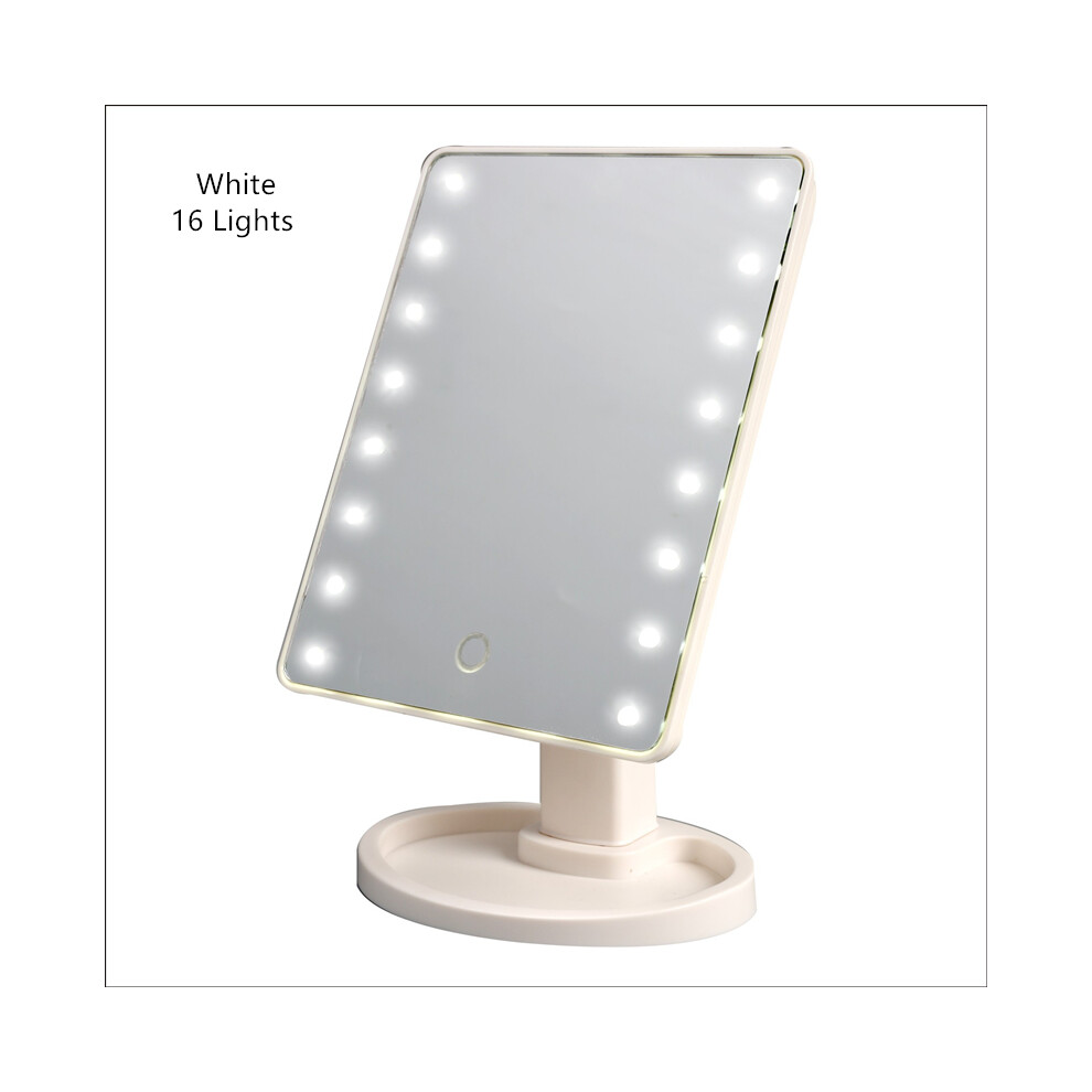 (White, 22 Lights) 360?? Rotating Cosmetic Illuminated Desktop Makeup Mirror Touch Screen with 16/22 LEDs