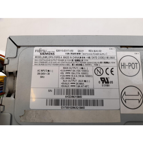 Refurbished Fujitsu Fujitsu DPS-210FB A 300W Power Supply Unit 1