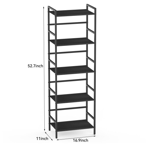 CADUKE 5 Tier Bookcase, Large Black Bookshelf with Open Storage 2