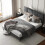 (King, Dark Grey) Bed Frame, Upholstered Wooden Slat Bed Frame with Headboard, Easy Assembly, Underbed Storage, No Box Spring Needed 7