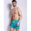 Mens Solid Color Drawstring Quick Dry Lined Beach Swim Trunks with Pockets Cyan- XL 3