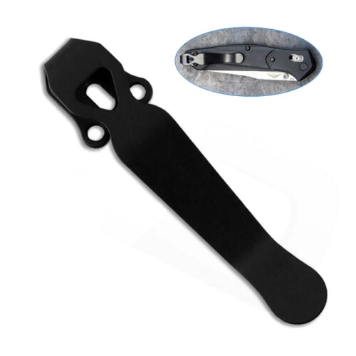 (Black) Durable Titanium Easy Carry DIY Pocket Clip Back Clamp For Benchmade/Emerson/ProTech 1