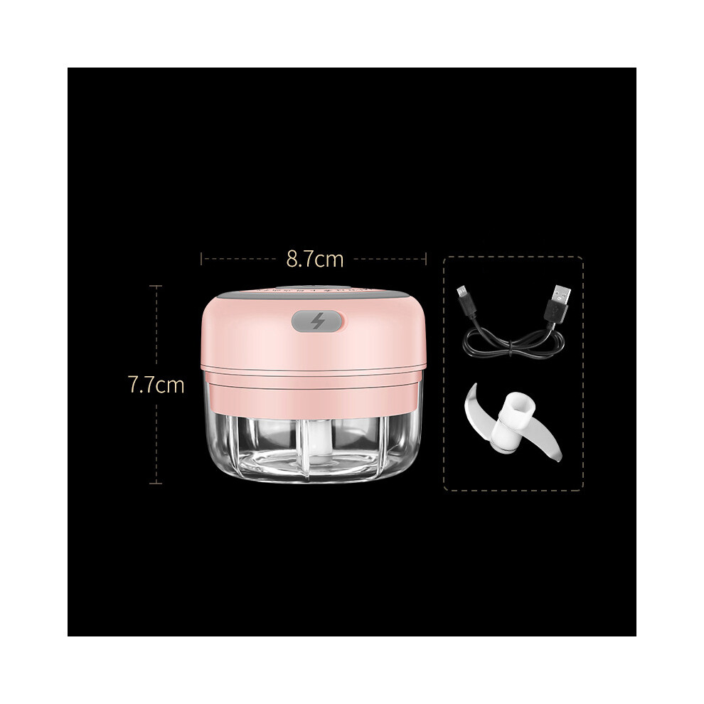 (Pink/250ml) Mini Electric Garlic Mill Grinder Chopper Masher Vegetable Cutter Processor Crusher