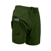 Heren Zwembroek met Compressievoering, Stretch Zwemshort met Zakken Legergroen L