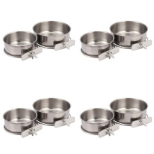 8-Pack Bird Feeding Cups with Clamp Stainless Steel Food Water Bowls Dish Feeder for Cockatiel, Conure