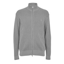 (L, Grey Marl) Burberry Mens Zip Funnel Neck Cardigan