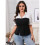 Women'S Striped Button Down Shirt Short Sleeve Collared Blouse Tops Black 4XL 4