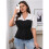 Women'S Striped Button Down Shirt Short Sleeve Collared Blouse Tops Black 4XL 5