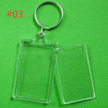 (#05) 5PCS Transparent Clear Acrylic Blank DIY Photo Picture Frame Key Chains Keyring