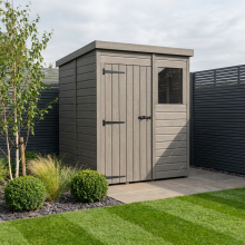 5x5 Pent Composite Shed Tanalised (Single Door, With Windows)