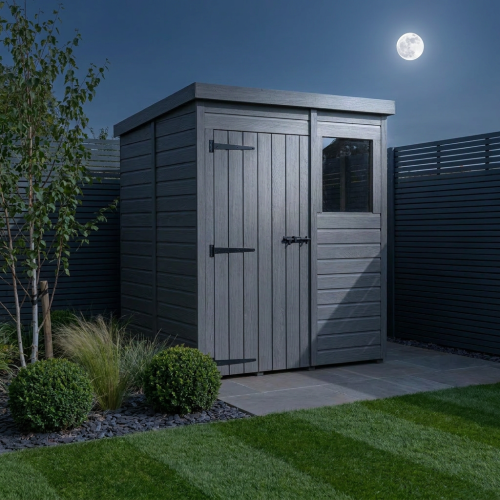 5x5 Pent Composite Shed Tanalised (Single Door, With Windows) 2