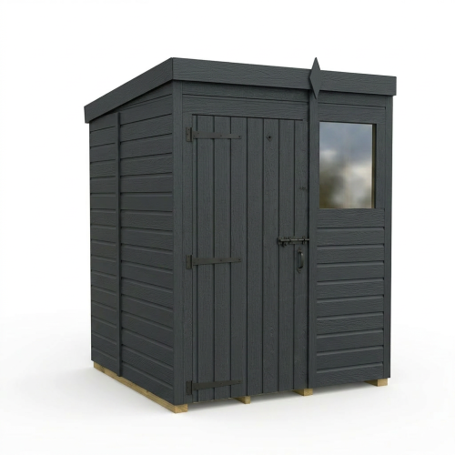 5x5 Pent Composite Shed Tanalised (Single Door, With Windows) 1