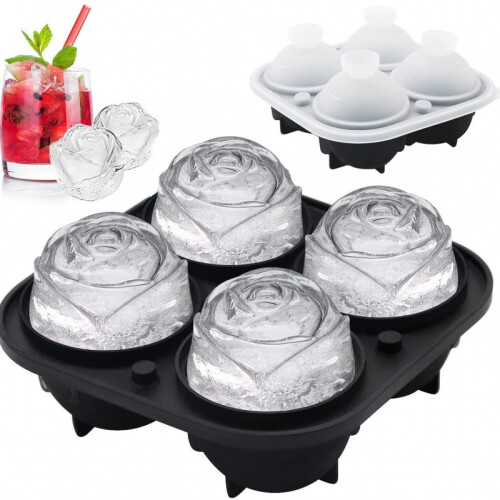 (Pink rose) Maker Round Sphere Tray Mold Cube Whiskey Ball Silicone 1