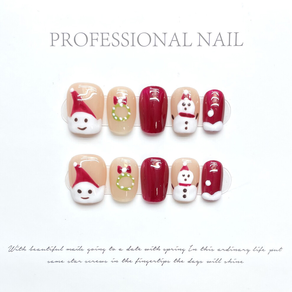 Reach-Tools (Xs) Snowman Print Press-On Nails, 10Pcs