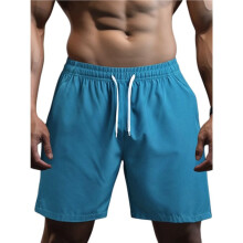 Heren Sneldrogende Elastische Tailleband met Trekkoord Losse Fit Sportieve Gym Shorts Meerblauw 5XL