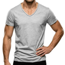 Heren T-Shirts Korte Mouw Klassiek V-Hals T-Shirt Casual Zomer Basis T-Shirt Lichtgrijs XL
