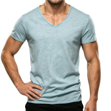Heren T-Shirts Korte Mouw Klassiek V-Hals T-Shirt Casual Zomer Basis T-Shirt Lichtblauw XXXL