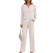 Dames 2-Delige Lounge Sets voor Lente Outfits Sweatsuit Bijpassende Pyjama'S Luchthaven Vakantie Zomer Pyjama'S Abrikooskleur S