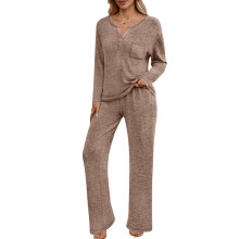 Dames 2-Delige Lounge Sets voor Lente Outfits Sweatsuit Bijpassende Pyjama'S Luchthaven Vakantie Zomer Pyjama'S Bruin XL