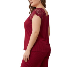 Dames Loungesets 2-Delig Oversized Loungewear met Wijde Pijpen Rood L