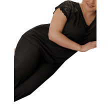 Dames Loungesets 2-Delig Oversized Loungewear met Wijde Pijpen Zwart XL