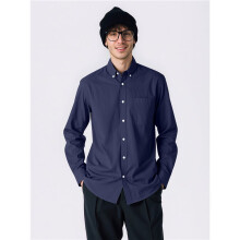 Men'S Solid Color Oxford Button-Down Long Sleeve Dress Shirt Navy XXXL