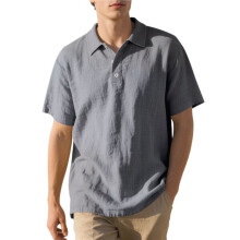 Mens Collared Short Sleeve Shirts for Men Linen Casual Summer Classic Collar Shirts Light Gray L
