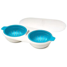 Microwave Egg Poacher,, Microwave Egg Cooker with Lid,Double Layer Microwave Boiled Eggs Maker for Egg Hamburg Breakfast