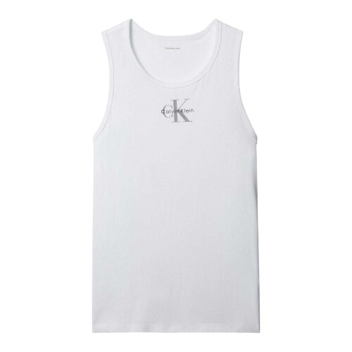 Calvin Klein (M, Bright White) Calvin Klein Mens Monogram Regular Tank Top
