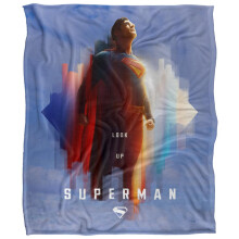 (36in x 58in, Multicoloured) Superman Lookup Silky Shield Supersoft Blanket