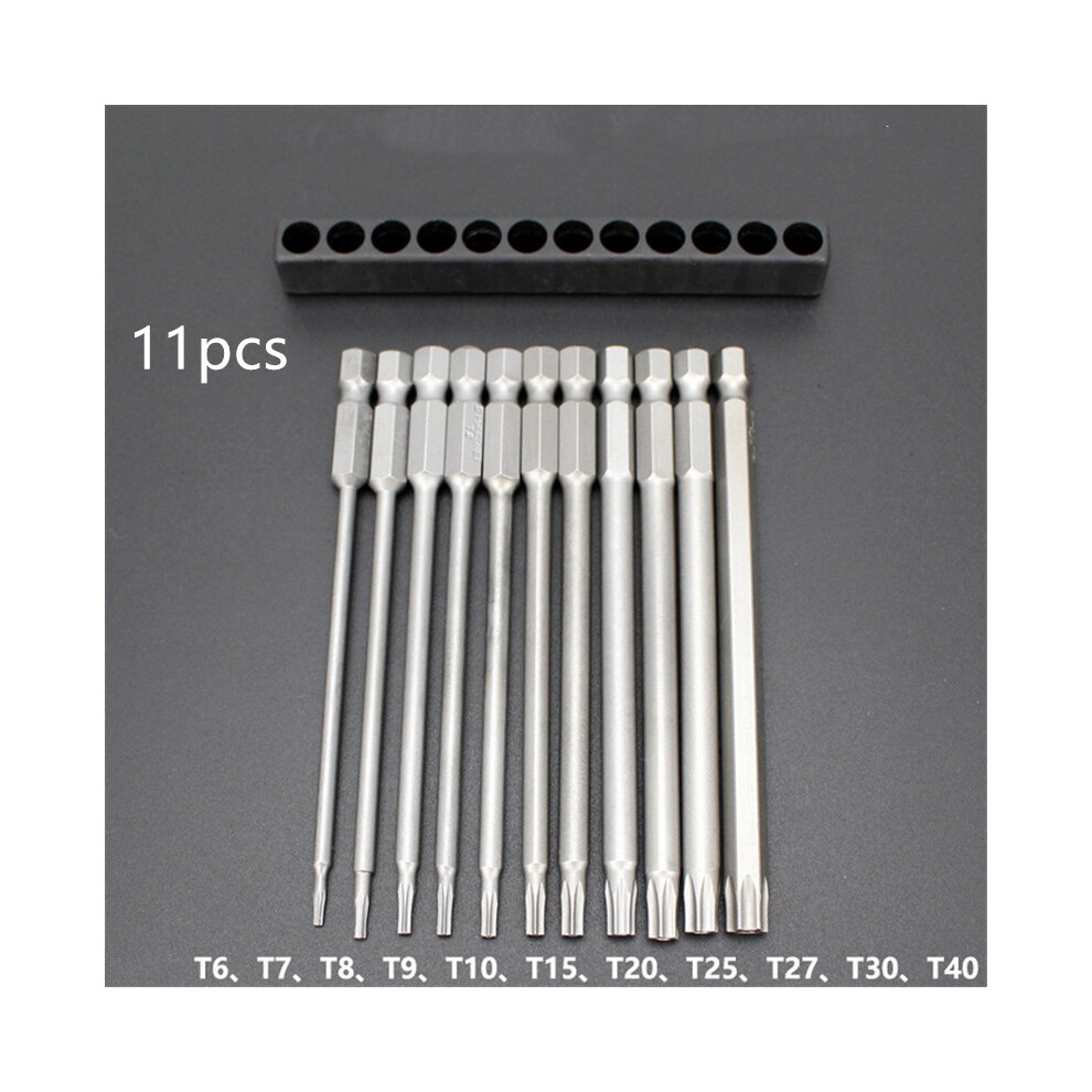 (11Pcs) Durable Magnetic Head Security Torx Screwdriver Bit Set T6-T40 Tamper-Proof 113121493252