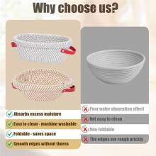 2pack Banneton Sourdough Bread Proofing Baskets, Cotton Rope Proofing Baskets for Sour Dough Bread Baking,Oval + Round