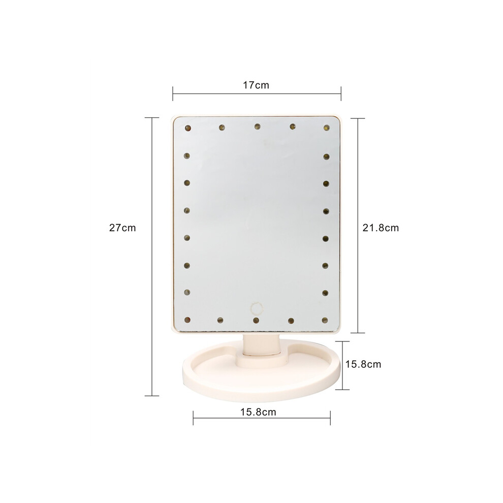 (White, 16 Lights) 360?? Rotating Cosmetic Illuminated Desktop Makeup Mirror Touch Screen with 16/22 LEDs