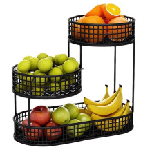 Stainless Steel Multi-Layer Fruit Basket, Metal Storage Box, Elegant Display Rack for Living Room, Kitchen, Dining Table