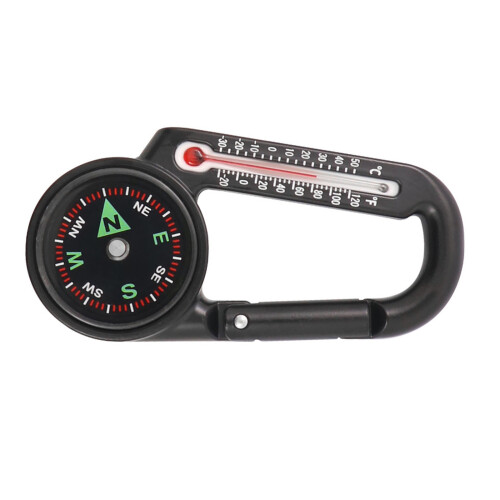 Mini Multifunctional Carabiner Compasses Thermometers Keychain