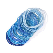 Chic Glass Bead Bracelet Set 30pcs Colorful Beads Ankle-Blue