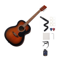 Guitare Acoustique Dreadnought 6 Cordes-Duoku-100 cm-Table en Epicéa Massif-Dos en Acajou-Idéale pour Adultes-Finition soleil.