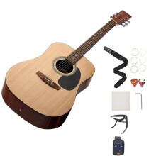 Guitare acoustique dreadnought 6 cordes-Duoku-103 cm-table en épicéa massif-dos en acajou-idéale pour adultes-finition naturelle